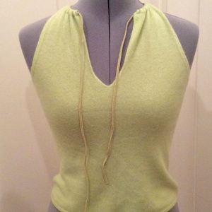 Tahari Petite Green Cashmere Sleeveless Tie Top M